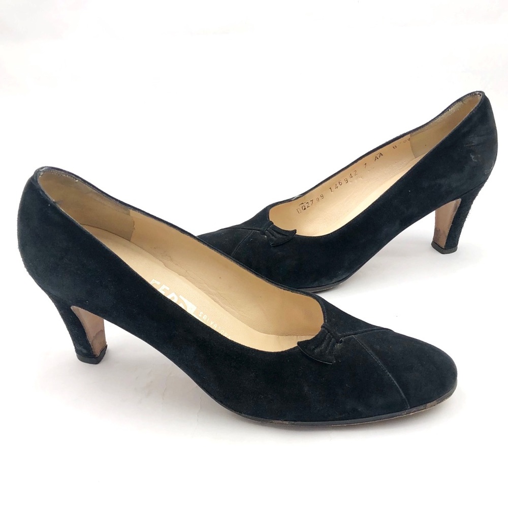 Vintage Salvatore Ferragamo Suede Kitten Heels